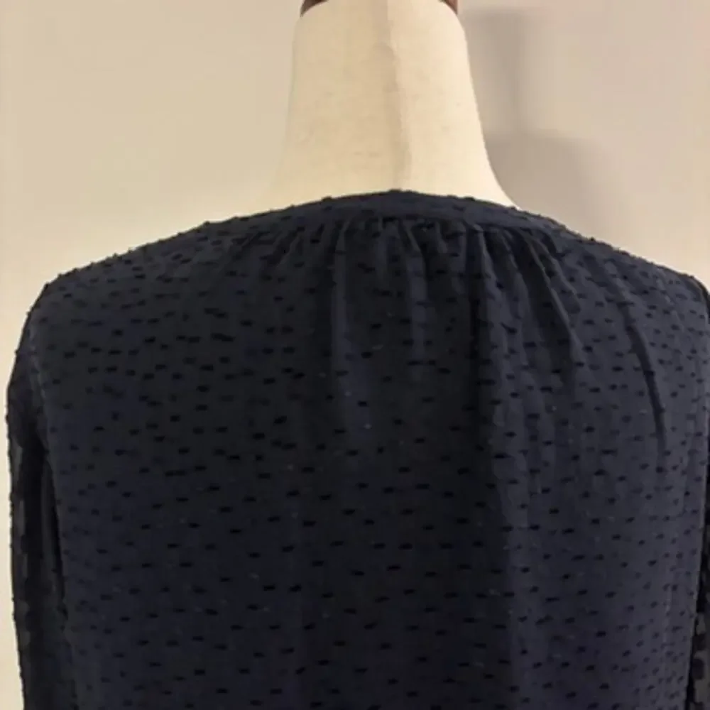 J.Crew Black Eyelet Blouse Silk Viscose Size 6